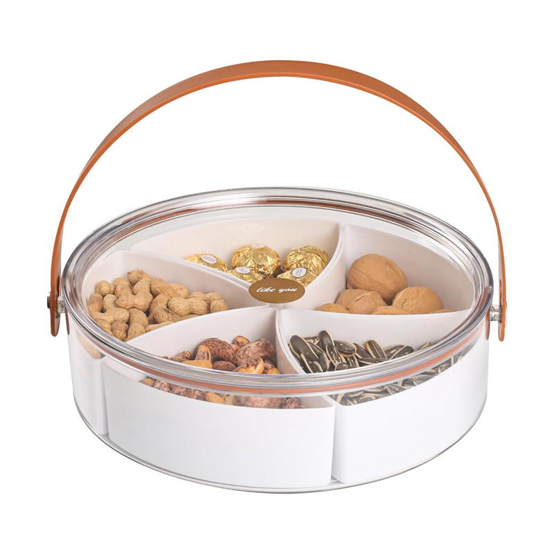 Qtmnekly Divided Serving Tray with Lid and Handle - Snackle Box Charcuterie  Container for Parties, Entertaining, Picnic 